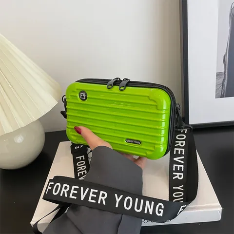 Damen Mode Mini Koffer Umhängetasche PVC Hartschale Handytasche Mit Buchstaben Breit Gurt Kleine Quadratische Handtasche