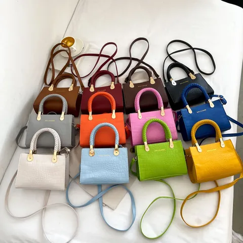 Krokodil-Muster PU Leder Damen Kleine Quadratische Tasche Gewebter Griff Handtasche Schultertasche Vintage Elegante Umhängetasche