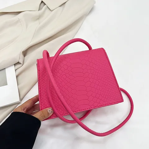 Französische Vintage Umhängetasche Aus PU-Leder Mit Krokodilmuster Für Damen Minimalistische Kleine Quadratische Crossbody-Tasche