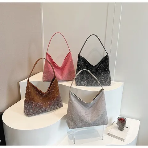 Dames Strass Sterren Tote Bag Mode Grote Capaciteit PU Leer Glinsterende Schoudertas Glitter Hobo Bag Dagelijks Feest Handtas