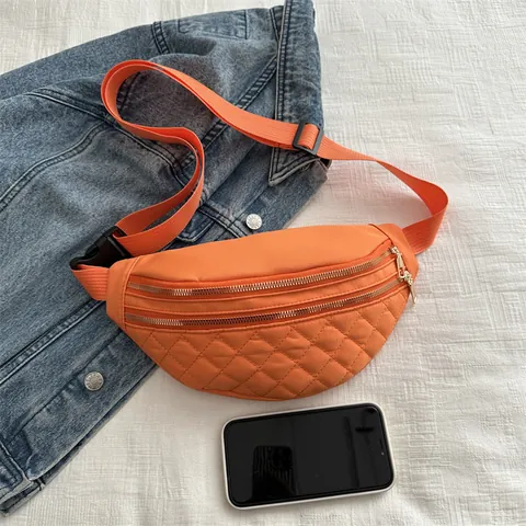 Borsa da Vita Trapuntata a Diamante da Donna Marsupio alla Moda Con Tracolla Larga Regolabile Borsa a Tracolla Casual in Tela