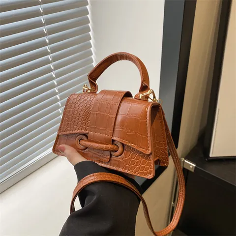 Dames Mini Krokodilpatroon PU Leer Handtas Mode Vintage Trapezium Crossbody Tas Met Verstelbare Schouderriem Elegante Dagelijkse Tas