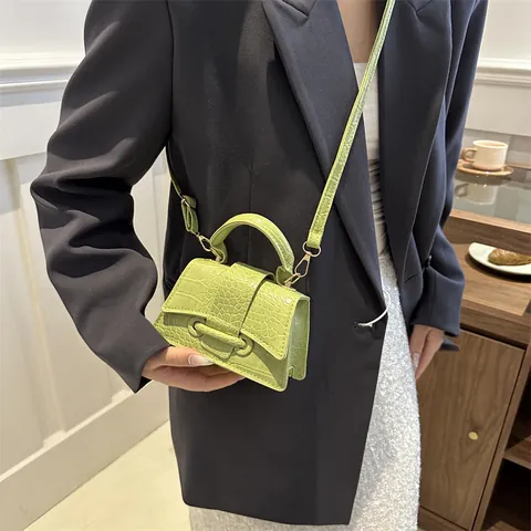 Dames Mini Krokodilpatroon PU Leer Handtas Mode Vintage Trapezium Crossbody Tas Met Verstelbare Schouderriem Elegante Dagelijkse Tas
