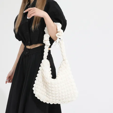 Sac à Bandoulière Pour Femmes Texture Bulle Grand Tissu Popcorn Puffy Hobo Cloud Bag Décontracté Quotidien Voyage Fourre-Tout