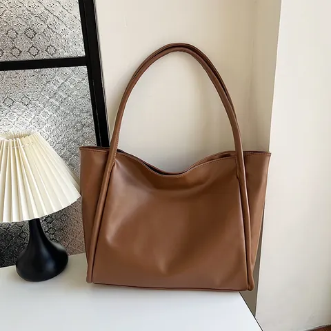 Borsa Tote da Donna in Pelle PU di Grande Capacità Borsa a Spalla Minimalista Urbana Vintage per Pendolarismo Ufficio Viaggi Pelle Morbida