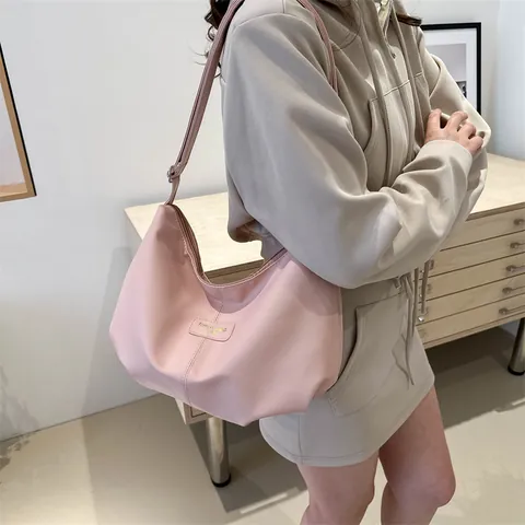 Bolso de Hombro de Cuero PU Minimalista para Mujer Color Sólido Gran Capacidad Bolso Tote Hobo Moda Casual Bandoulière Bolso de Mano