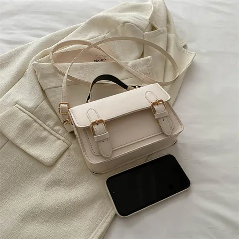Vintage Britse Stijl PU Leer Kleine Vierkante Messenger Bag Voor Vrouwen Met Gouden Gesp Crossbody Handtas Schoudertas