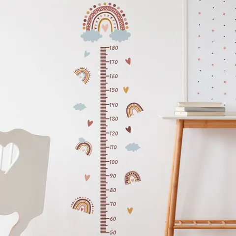 Boho Regenbogen Wolke Herz Höhenwachstumstabelle Wandaufkleber Für Kinderzimmer Dekor PVC DIY Abnehmbare Höhenmessung Dekor