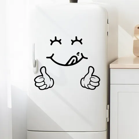 Lustiger Cartoon Emoji Ausdruck Kühlschrank Wandtattoo Wasserdicht PVC DIY Lächelndes Gesicht Daumen Hoch Deko Für Küche Schlafzimmer