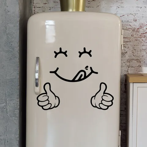 Lustiger Cartoon Emoji Ausdruck Kühlschrank Wandtattoo Wasserdicht PVC DIY Lächelndes Gesicht Daumen Hoch Deko Für Küche Schlafzimmer