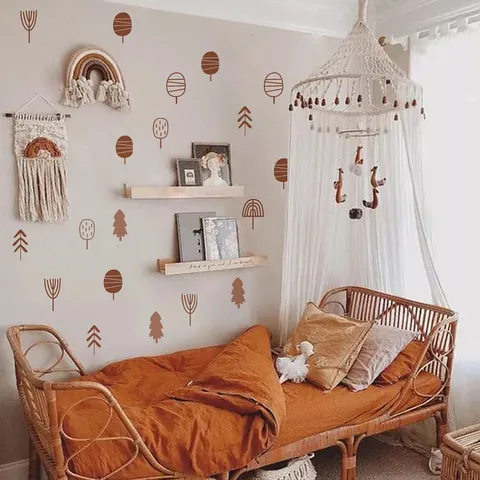 Nordic Style DIY Coffee Tree Forest Wall Stickers For Kids Room Nursery PVC Self Adhesive Decorative Wall Decals