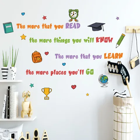 Inspirierende Zitate Kinderzimmer Wandaufkleber Lesen Motivation Pädagogisch PVC DIY Wandkunst Deko Für Klassenzimmer