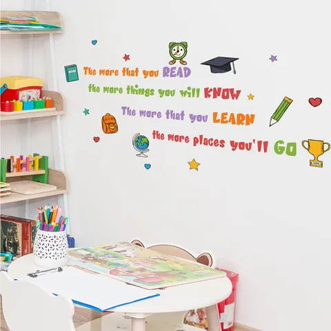 Inspirierende Zitate Kinderzimmer Wandaufkleber Lesen Motivation Pädagogisch PVC DIY Wandkunst Deko Für Klassenzimmer