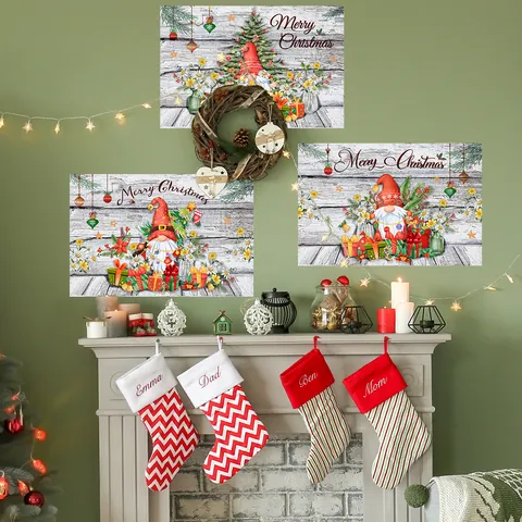 Pegatina de Pared de Gnomo de Navidad Árbol Calcomanía de Ventana Estática Merry Christmas Póster de Papel Decorativo para Hogar Sala de Estar Dormitorio Fiesta