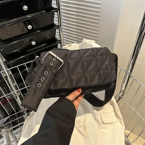 Fashion Quilted Oxford Cloth Crossbody Bag For Women Casual Commuting Small Square Shoulder Bag With Adjustable Wide Strap
