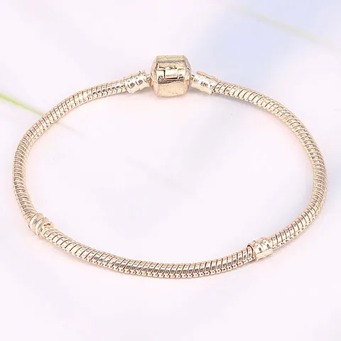 Copper Snake Chain Bracelet Rose Gold Plated DIY Beaded Base Chain For Charms With Barrel Clasp Fashion Women Jewelry