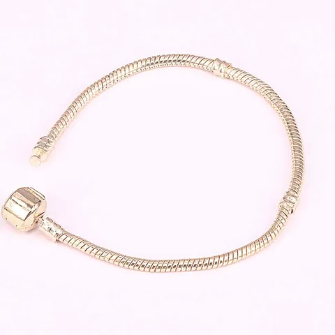 Copper Snake Chain Bracelet Rose Gold Plated DIY Beaded Base Chain For Charms With Barrel Clasp Fashion Women Jewelry