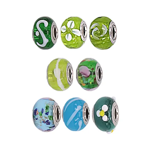 Gemischte Farben Glas Lampwork Große Loch Perlen Mit Metallkern Europäischer Stil Für DIY Schmuckherstellung Armband Zubehör
