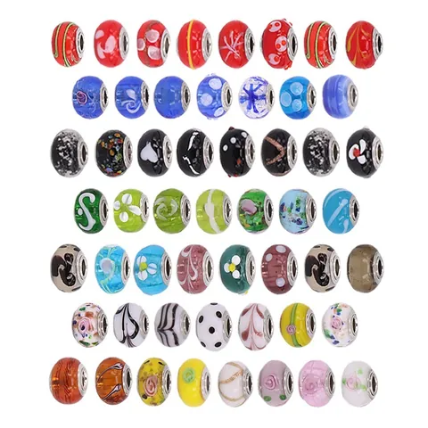 Gemischte Farben Glas Lampwork Große Loch Perlen Mit Metallkern Europäischer Stil Für DIY Schmuckherstellung Armband Zubehör
