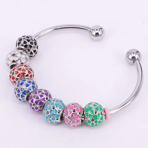 Alloy Hollow Heart Enamel Beads Colorful Jewelry Charms For DIY Bracelet Necklace Making Women Accessories Jewelry Findings