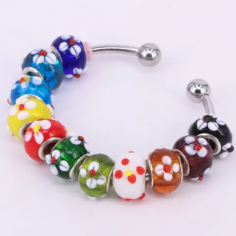 Floral Lampwork Glass Beads Large Hole European Charm Beads For DIY Bracelet Necklace Making Alloy Metal Core Jewelry Charms Women