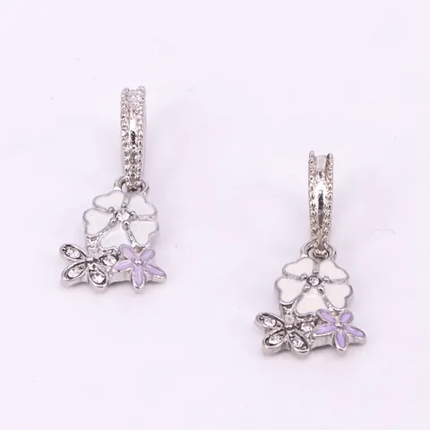 Enamel Cherry Blossom Flower Charms For Jewelry Making DIY Alloy Rhinestone Pendants For Bracelet Necklace Women Accessories