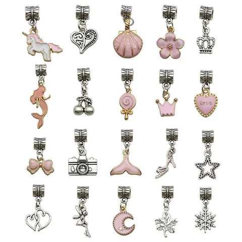 DIY Charm Armband Maken Kit voor Kinderen Legering Glazen Kralen Zeemeermin Eenhoorn Hangers Geschenkdoos Sieradenset