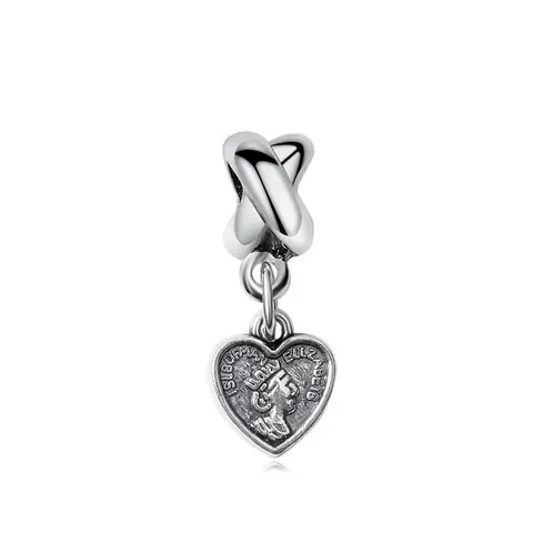 Vintage Alloy Heart Coin Charm Bead Queen Elizabeth II Embossed Large Hole Slider For DIY Bracelet Necklace Jewelry Making