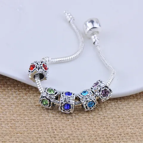 European American Style Alloy Rhinestone Flower Totem Hollow DIY Loose Beads For Bracelet Necklace Making Women Jewelry Accessories