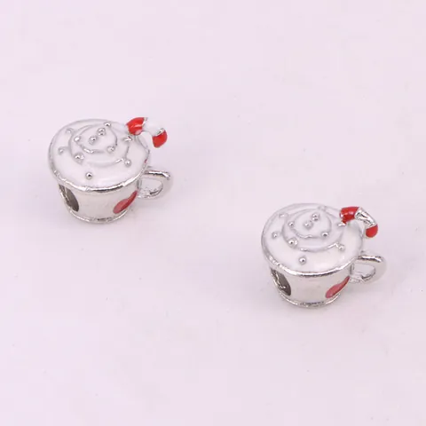 Alloy Christmas Ice Cream Cup Charm Bead Red Heart Candy Cane Enamel Pendant For DIY Bracelet Necklace Making Women Jewelry