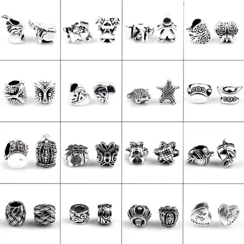 Vintage Alloy Charms Beads DIY Jewelry Making For Bracelet Necklace Heart Owl Starfish Elephant Crown Sunflower Leaf