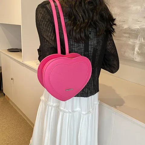 Women Heart Shaped PU Leather Crossbody Bag Chic Letter Embossed Shoulder Bag Stylish Mini Backpack For Daily Use Gift