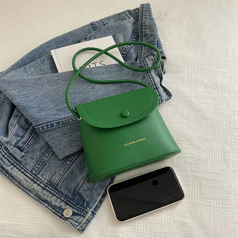 Dames Minimalistische PU Leer Kleine Vierkante Crossbodytas Effen Kleur Flap Magnetische Gesp Mode Schoudertas