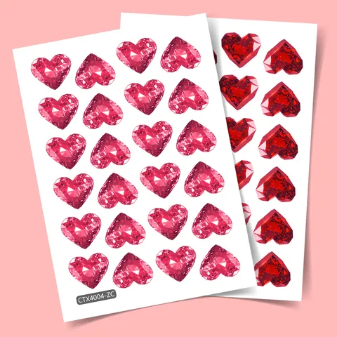 3D Gefacetteerde Hart Kristal Edelsteen Stickers Valentijnsdag Cadeau Decoratie PVC Waterdichte Muurstickers Voor Bruiloft Feest