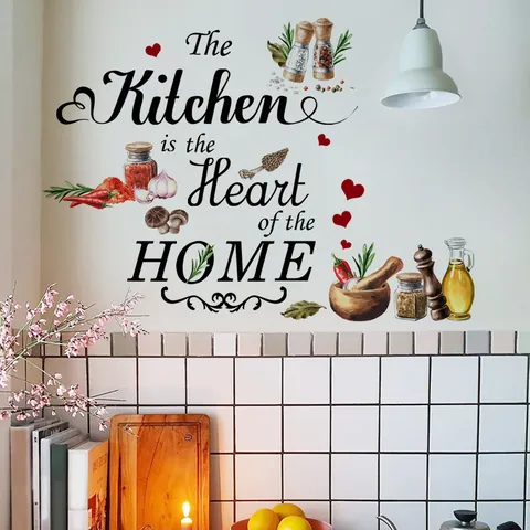 Kitchen Wall Sticker The Kitchen Is The Heart Of The HOME Quote PVC Waterproof Self Adhesive Removable Decal For Dining Room Restaurant Decor