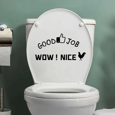 Creatieve Good Job Wow Nice Slogan Toiletsticker Verwijderbare PVC Waterdichte Sticker Voor Badkamer En Toilet Decoratie