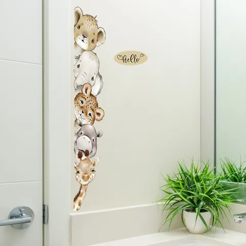 Adesivi Murali Animali Cartoni Animati PVC Impermeabile Cameretta Bambini Decorazione Autoadesivi Hello Casa MS347-YW
