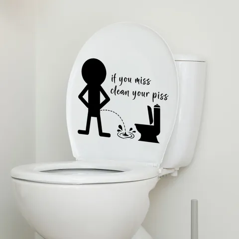 Wasserdichter PVC Badezimmer Toilettenaufkleber Humorvoller Warnschriftzug Wandtattoo Abnehmbarer Kreativer Wohnkultur Restroom