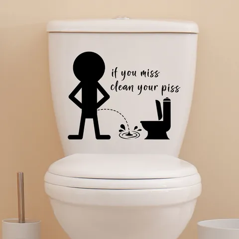 Wasserdichter PVC Badezimmer Toilettenaufkleber Humorvoller Warnschriftzug Wandtattoo Abnehmbarer Kreativer Wohnkultur Restroom