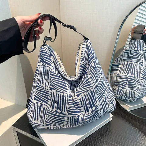 Damen PU-Leder Tote Bag mit Geometrischem Abstraktem Muster Große Kapazität Schultertasche mit Verstellbarem Breitem Gurt Alltagstasche