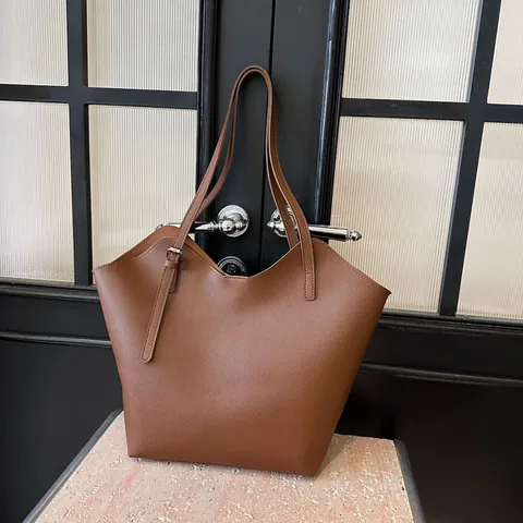 Women Retro Large Capacity Litchi Grain PU Leather Tote Bag Fashion V-Shaped Opening Shoulder Bag Commuter Shopper Handbag