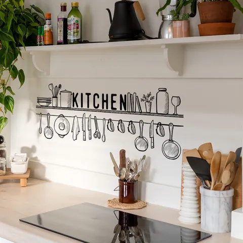 Moderner Küche Wandaufkleber Abnehmbar Wasserdicht Schriftzug Muster Minimalistisch Küchenutensilien Esszimmer Home Decor Wandtattoo