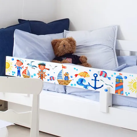 Nautical Cartoon Sailboat Wall Sticker For Kids Room Bedroom PVC Self Adhesive Marine Border Decal Home Decor Decorating