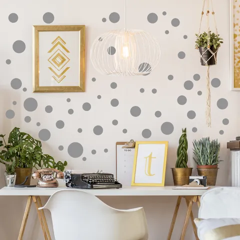 Modern Minimalist Polka Dot Wall Stickers DIY Round Circle Wall Decals PVC Self Adhesive Mural For Bedroom Living Room Home