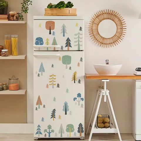 Cartoon Bos Boom Muurstickers PVC Noordse Stijl Morandi Kleur Decoratie Voor Kinderkamer Slaapkamer