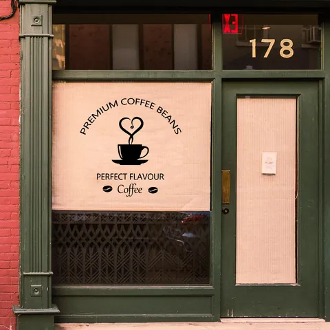 Coffee Cup Wall Sticker PVC Premium Coffee Beans DIY Art Decal For Kitchen Restaurant Coffee Shop Home Wall Decoration
