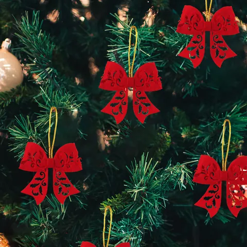 Filz Hohl Geschnitten Schleife Weihnachtsbaumschmuck Rot Blau Hängende Dekoration Für Weihnachtsfeier Heimdeko