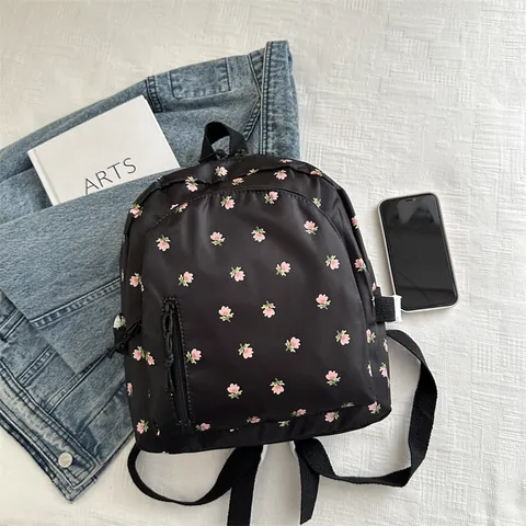 Lässiger Damen Rucksack Mit Blumenmuster Nylon Leicht Frisch Schule Daypack Große Kapazität Reise Rucksack Für Teenager Mädchen