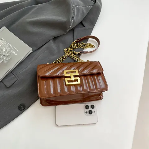 Borsa a Tracolla in Pelle PU Trapuntata Vintage Catena d'Oro Borsa a Spalla da Donna Moda Piccola Borsa Quadrata Elegante
