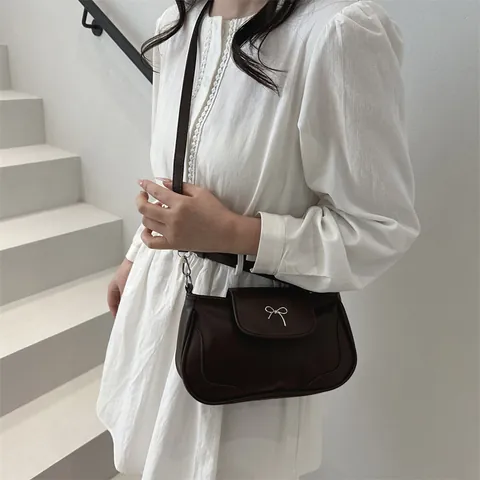 Borsa Sottobraccio da Donna con Fiocco in Pelle PU Testurizzata Borsa a Tracolla Versatile per l'Uso Quotidiano Borsetta Casual